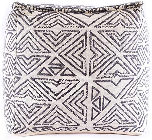 Mandala Life ART Pouf ottomano – 20 x 20 x 20 – poggiapiedi bianco cubo