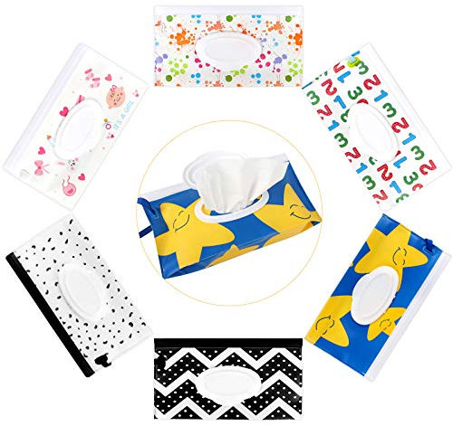 Jubaopen 6 Pcs Contenitore Porta Salviette Umidificate Portabile Custodia per Salviette per Bambini in EVA Riutilizzabile Dispenser Sacchetto per Salviette Umide per Neonati Trucco all’aperto-25*14cm