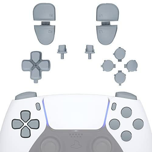 eXtremeRate Replacement D-pad R1 L1 R2 L2 Triggers Share Options Face Buttons, New Hope Gray Full Set Buttons Compatible with ps5 Controller BDM-030 BDM-040 BDM-050 BDM-060 - Controller NOT Included