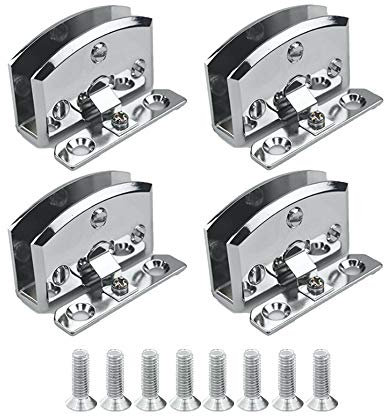 Sweieoni Cerniere per Porte 4 Pezzi Cerniere per Porte in Vetro Supporto Vetro Morsetto Parti di Ricambio in Vetro per Cerniera,con Viti, per Vetri di Spessore 5-6mm,per Vetrina