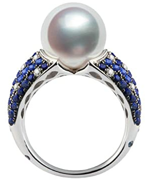 AMDXD Verlobungsring Damen, 18 Karat Weißgold 750 Hochzeitsring Perlenring Memoirering mit Natürliche Perle, Geschenk für Verlobung Geburtstags, Weiß Gold, Gr.63 (20.1), Echte Goldserie