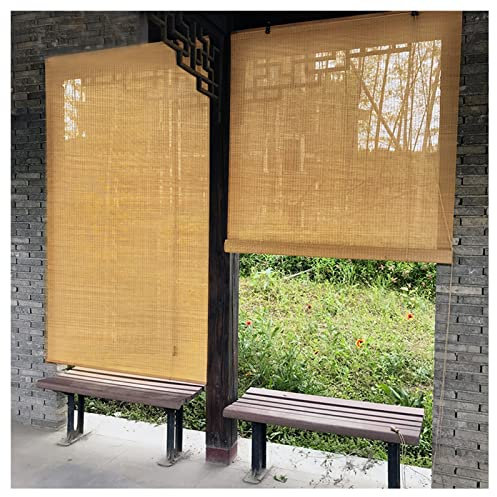 SHUITUKOUU Bambus-Rollo,Natur Holzrollos,Lichtfilter-Rollo,Hochwertiges Fenster-Rollo Bambus für Innen,Praktisches Sonnenschutz und Sichtschutz Rollo Seitenzugrollo,W60xH80cm/24x32in