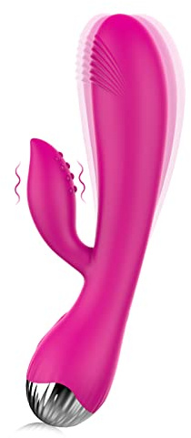 Vibratore Sessuale per Donna, Stimolatore clitorideo e Punto G, Vibratore con massaggio Perle, Silicone Medico, Vibratorepunto, RICARICABILE, Massaggiatore Rabbit (Rosa)