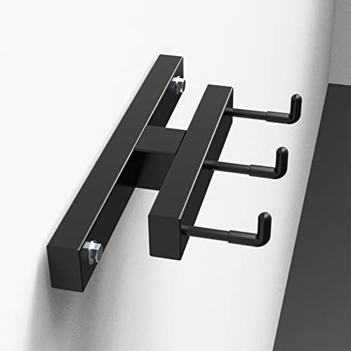 AHDFY Multifunktion Langhantel Halterung Wandmontage mit Haken, Langhantel Ablageständer Wandhalterung, Barbell Bar Rack Halterungen Solider Stahl für Olympia Stangen Ez-Bars Trap Bars, Platzsparend