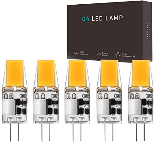 Hsientpe 5Stück G4 LED Naturweiß 5W Energiesparlampe 12V AC/DC | Ersatz für 50W-Halogen, 4500K,Wodurch Sparen Sie 90% auf Stromrechnungen,Kein Flackern,Nicht Dimmbar,Größe:41.3*13.2mm