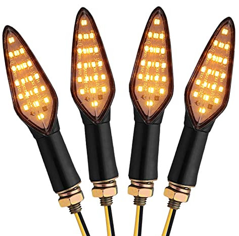 AUTTGINN 12V LED Motorrad Blinker 20 LEDs Mini Blinker Lauflicht Motorradblinker 4 Stück IP67 E-Prüfzeichen Bernstein