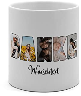 PhotoFancy® - XL Tasse 'Danke' - Personalisierte Fototasse mit eigenem Foto und Text - Große Tasse selbst gestalten - Jumbo-Becher XL 500 ml