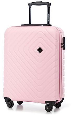 WITTCHEN Cube line Kabinenkoffer Handgepäck ABS Mit Geometrischer Prägung 4 Lenkrollen Teleskopgriff Kombinationsschloss Kabinengepäck Reisekoffer Größe S Hellrosa