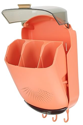 OKUMEYR Organizer Per Utensili Da Cucina Multiuso Senza Foratura in Abs Coperchio, Portautensili Da Parete Compatto Ganci, Portaposate e Scolapiatti Per Foro Bacchette e Posate