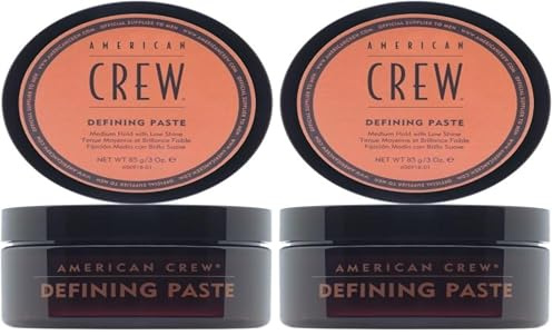 AMERICAN CREW – Defining Paste, 85 g, Stylingpaste für Männer, Haarprodukt mit mittlerem Halt, Stylingprodukt für flexibel formbares Haar & ein mattes Finish, Unparfümiert (Packung mit 2)