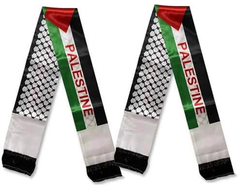 2-teiliger Schal mit Palästina-Flagge, doppelseitiger Palästina-Schal, lichtbeständig, Jerusalem-arabische Satinschals und Tücher, Geschenke für Männer und Frauen, Urlaub, Schal-Geschenk für Frauen