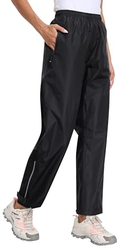 MoFiz Mujer Pantalone Lluvia Impermeables Sobrepantalones Ligero Impermeable Pantalones para Ciclismo Senderismo Bicicleta Outdoor Acampar Trekking Negro Talla EU L
