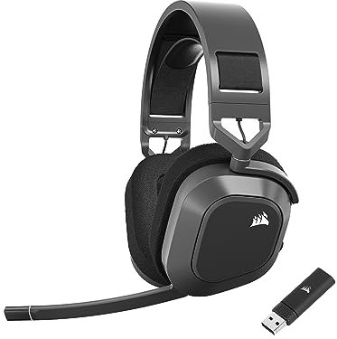 CORSAIR HS80 MAX WIRELESS Multiplattform-Gaming-Headset Mit Bluetooth – Dolby Atmos – Omnidirektionales Mikrofon – iCUE-Kompatibel – PC, Mac, PS5, PS4, Switch, Mobil – Stahlgrau