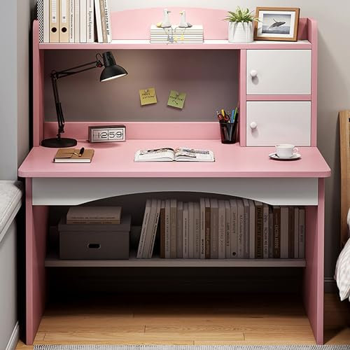 Home Office Großer Stehpult mit Regalen und Schubladen - Ergonomischer Computertisch mit Stauraum, Stabiler Holzschreibtisch für Gaming-Arbeitsplatz
