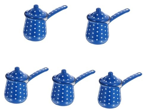 PRETYZOOM 5piezas Cafetera De Enamel Multi- Diseño Vintage Para Café y Leche Calentamiento Estufa Eléctrica Capacidad Puntos Blancos