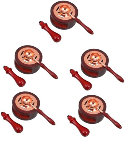 Lurrose 5 Sätze Wachssiegel-Set Siegelwachs Stempel-Set Siegelwachs-Kit Wachs-Siegellack-Kit Siegelwachs-Schmelzset DIY Siegelwachs Ofen zum Schmelzen von Wachs Siegellack Ofen Kupfer