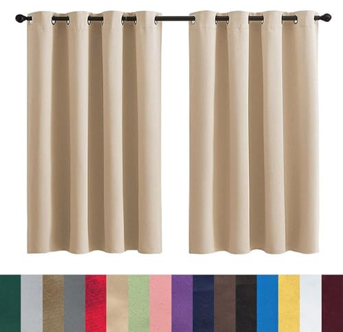 GAIFNAG Vorhang Schlafzimmer, Vorhänge Wohnzimmer 180 x 200 cm Kälteschutz Wämreisolierende, Luftig Thermovorhang Kälteschutz für Hochzeit Fenster Wohnzimmer, Khaki