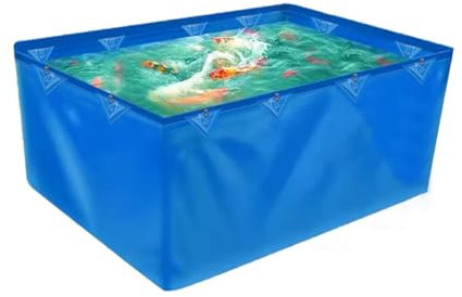 Flexible Teichfolien, 550 GSM PVC-Canvas-Pool mit Befestigungsringen, Fischteich für Salzwasserfische und Koi, temporärer Wassertank, ohne Rahmen (Farbe: Blau, Größe: 12,8 x 9,51 x 2,95 Fuß)