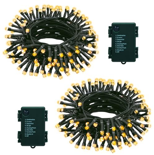 ZAIYW 2 Stück Lichterkette Batterie Weihnachten mit 8 Modi Timer (Warmweiß) | 7M 70 LEDs Lichterketten Batteriebetrieben, Wasserdicht Lichterkette für Weihnachten Garten Balkon Hochzeit Deko