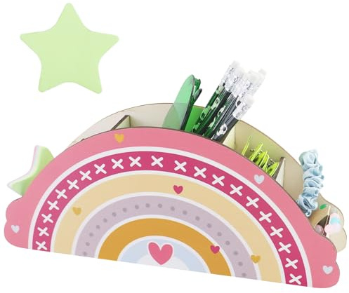 Schreibtisch Organizer Regenbogen Stiftehalter kinder Schreibtisch Büro Organizer Holz Stifte Organizer Stifteköcher Stifthalter,Geeignet für Kinder-Stiftebox und Klassenzimmer Organisation