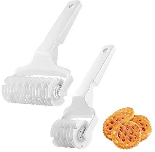 2 Pcs Lattice Pastry Cutters, Pizza Dough Pasta Cutter Wheel Set, Pastry Lattice Roller Cutter & Pie Cutters Specifically Designed for Aerating Bread/Pizza Crusts & Crafting Delicate Lattice Designs