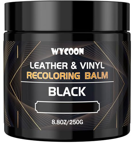 WYCOON Black Leather Recolouring Balm, Colour Restorer, Leather Repair Kit for Furniture, Leather Paint, Leather Dye, Scratch Repair, Stain Remover, Restore Scratched, Faded and Cracked Leather