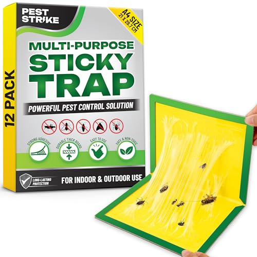 Pest strike Sticky Traps - 12 Pack Extra Strong Sticky Mousetraps Pads, Long-Lasting & Multi Insect Mouse Gluetraps, Ideal for Indoor, Outdoor Home, Kitchen & Garden