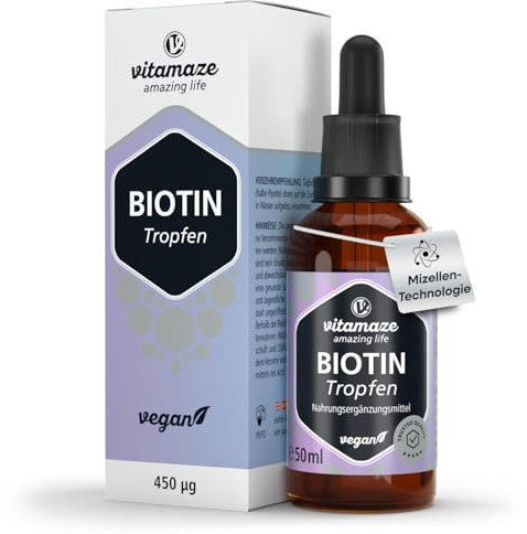 Gotas de Biotina con Tecnología EMULDROP para máxima absorción 100 dias (50ml) Sublinguales Veganas para Cabello Piel y Uñas Sin Conservantes