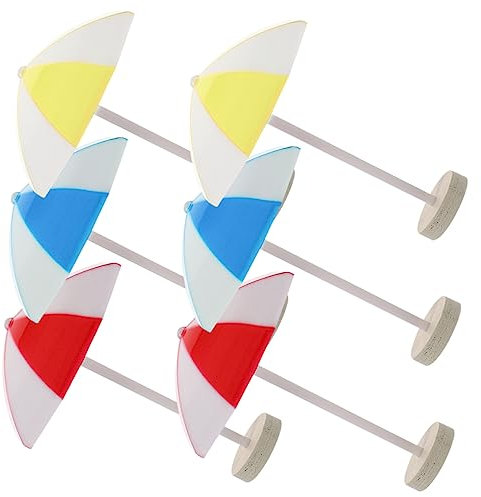 HANABASS 6pcs Miniature Sun Umbrella Doll House Accessories Medium Red Blue Yellow Beach Umbrella Micro Landscape Decor for Diy Dollhouse Beach Scene