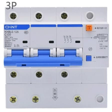 MOOEDJKL -125 63A 80A 100A 125A 3P Petits disjoncteurs différentiels avec Protection Contre Les fuites Petit Interrupteur à air(25 V)