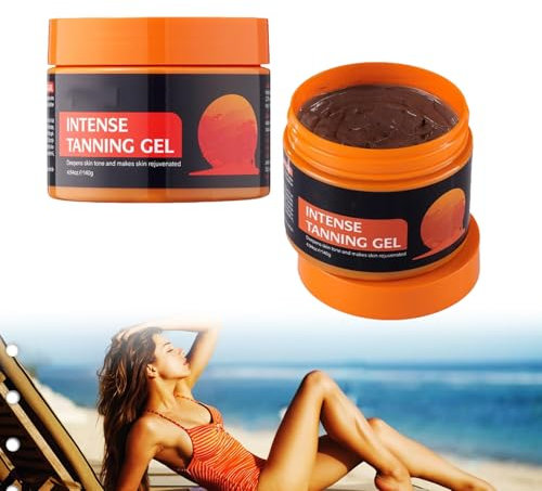 Souvik Gel de bronceado para bronceado instantáneo, autobronceador sin sol y solarium, acelerador de bronceado intensivo con extractos naturales, absorción rápida