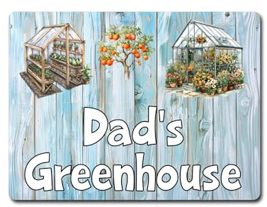 Allotment Metal Sign Gift – Dad's Greenhouse - Family Fun Home Garden Novelty Aluminium Present