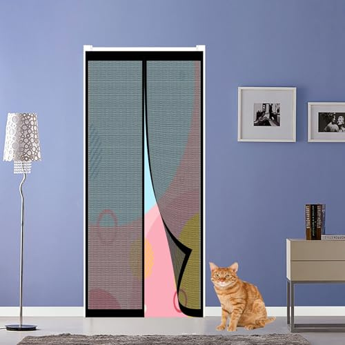 Fliegengitter Balkontür Magnet 78x200cm(BreitexHoch) Schützt vor Fliegen, Mücken & Insekten Fliegengitter Magnet Tür Verschiedene Größen Ohne Bohren für Balkon-/Terrassentüren, Schwarz