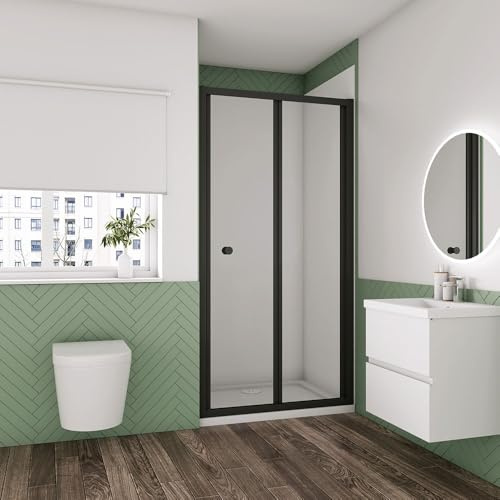 Shower Enclosure Bi Fold Matt Black Frame Shower Door 900mm
