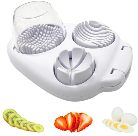 Eierschneider Edelstahl Spülmaschinenfest, 3 in 1 Eierschneider Testsieger aus 304 Edelstahl, Professioneller Eier Schneider, Erdbeerschneider, Egg Slicer für Eier,Pilze,Erdbeeren,Weiches Obst (1 Stk)