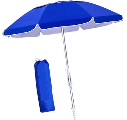 Milageto Sombrilla de Playa de 1,8 m, Silla de jardín, sombrilla de instalación Sencilla, Multiusos, portátil, con inclinación Ajustable, Plegable para, Azul