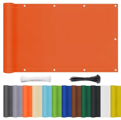 nvdsivee Frangivisto Balcone Impermeabile Frongivista Privacy Rettangolare Copertura Privacy Recinzione per Balcone Esterno Giardino Terrazza Protezione UV Arancia 1.5x3m
