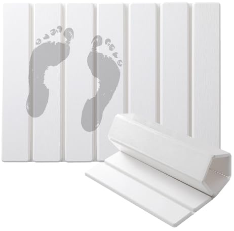 Alfombrilla de Baño Absorbente de Diatomita Alfombra de Ducha Rápido Antideslizante Tapete Baño Plegable para Cocina Bañera Inodoro 30 x 40 cm Blanco