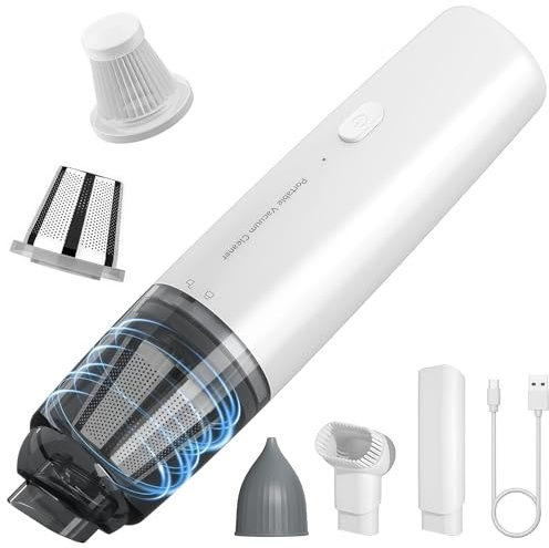 Car Vacuum Cleaner Cordless, Handheld Vacuum Cordless with Stainless Steel Filter, 2 Suction Modes Mini Hoover Powerful, Portable Hand Held car hoovers for Home, Pet Hair, Office, Keyboards