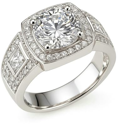 Whoiy Hochzeitsring Platin Moissanite 1.5ct, Eheringe 950 Echtgold Trauring Elegant Damenring Größe 63 (20.1)