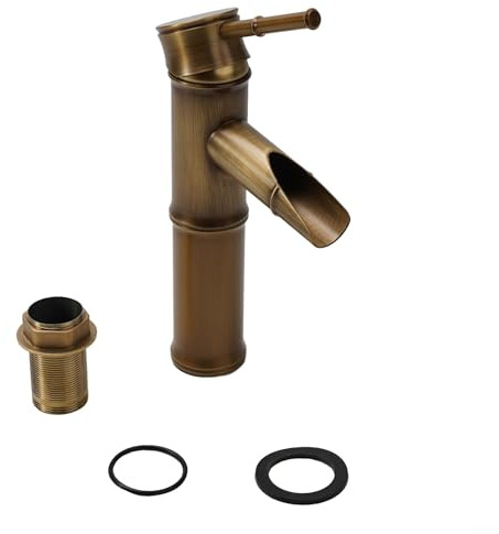 Besttoolifes Grifo de lavabo de latón antiguo con un solo mango, grifo mezclador de fregadero montado en cubierta con válvula de cerámica para agua caliente y fría, baño de estilo europeo y (S)
