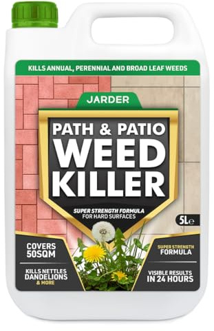 Jarder Path and Patio Weed Killer 5L - Kills Weeds in 24 hours - Kills Nettles, Dandelions and Annual Weeds on Hard Surfaces - Glyphosate Free - 5L covers 50m2