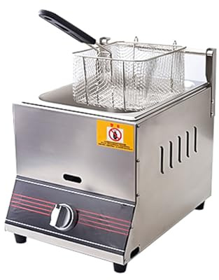 Friggitrice a Gas Professionale ad Alta capacità - Friggitrice da Banco in Acciaio Inossidabile 10L/20L con Cestello e Fiamma Regolabile, per Ristoranti, Chioschi di Gastronomia, Catering