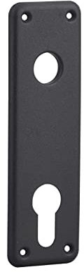 THIRARD - Plaque d'Entrée pour Serrure Encastrable - Trou de Cylindre - Usage Porte d'Entrée - Type de Poignée - Entraxes de Fixation 140 mm - Finition Zingué Noir - Installation Facile - Noir