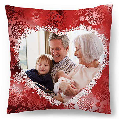 Ferocity Coussin avec Photo personnalisé (45x45) Personnalisable avec la Photo ou Le Texte de Votre Choix oreillers hypoallergéniques Grandma Grandpa Heart [091]