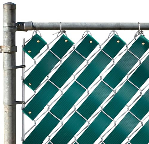 Juvale Fence Privacy Screen Slats - 1.8 in x 246 ft, Dark Green PVC - Privacy Fence Plastic Strips & Vinyl Green Tape with Brass Fasteners - Outdoor Fencing & Garden Cover