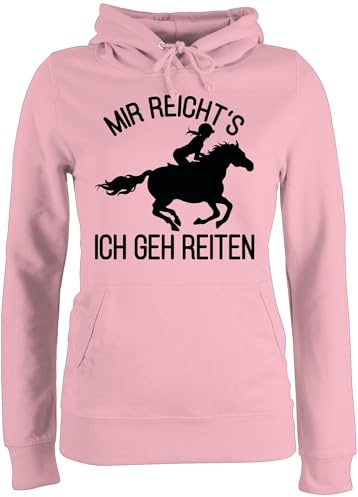 Shirtracer Pullover Damen Hoodie Frauen - Pferde - Mir reichts ich GEH reiten - S - Hellrosa - reitoberteil pferdeliebhaber Horse Pulli pferdepulloverdamen sprüche Pferd Reiterin Fun-Kapuzenpullover