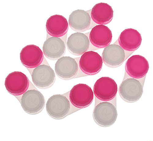 Cajas dobles para lentes de contacto Contenedor portátil para viajes exteriores, paquete de 10 (rosa rojo)