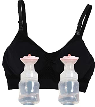 Hztyyier Handfri pump-BH, bröstpumps-BH, justerbar amnings-BH allt-i-ett Nurisng och pump-BH för att hålla bröstpumpar, Färg, L