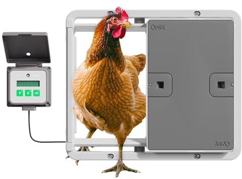 Omlet Automatische Hühnerstalltür | Licht- oder Zeitmodus | Leichte Montage, wartungsfrei | Verbessert Stallsicherheit und Isolierung | Eingebaute Sicherheitssensoren | Grau